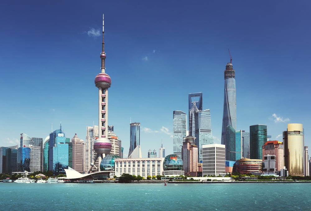 Shanghai skyline in sunny day, China